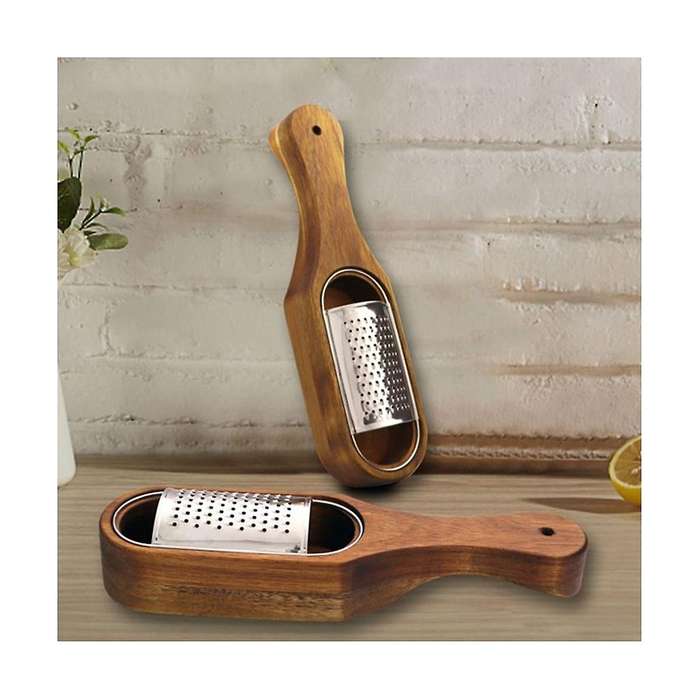 Wooden Cheese Grater with Handle,rustic Brown Cheese Shredder with Storage Space, for Cheese Lemon