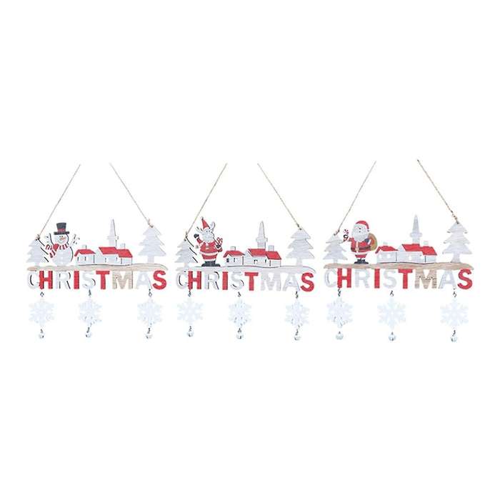 Wooden Christmas Hanging Pendants -santa- Merry Christmas-decoration for Home Xmas Tree Ornaments