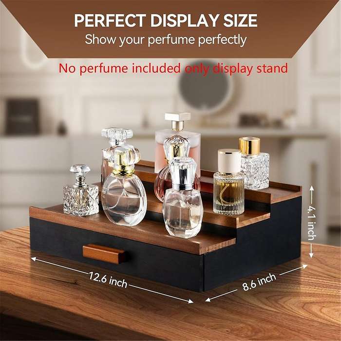 Wooden Cologne Display Stand Organizer for Men,3 Tier Cologne Display with Drawer Storage, Perfume D