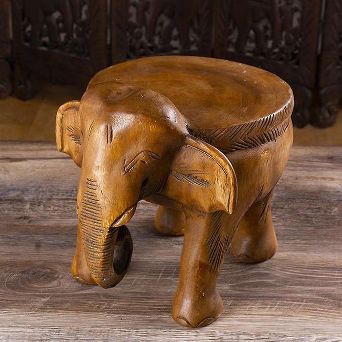 Wooden Handmade Elephant Shape Decorative Stool Natural Multi Color Side Elephant Table for Home Dec