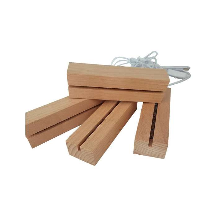 Wooden Led Lights Display Base Stand Light Plate Base Warm Light Rectangle 3d Diy Night Light Base