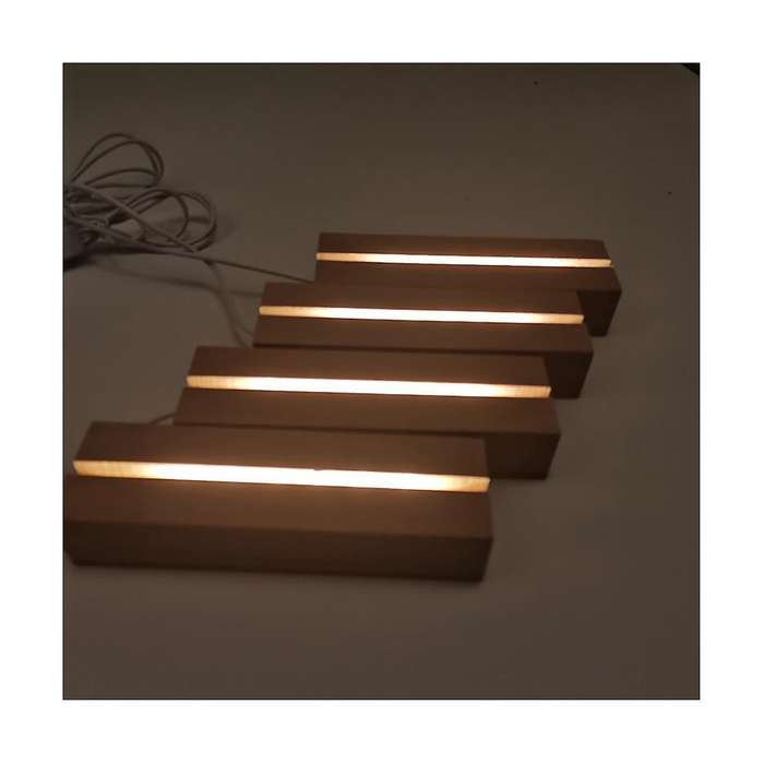 Wooden Led Lights Display Base Stand Light Plate Base Warm Light Rectangle 3d Diy Night Light Base