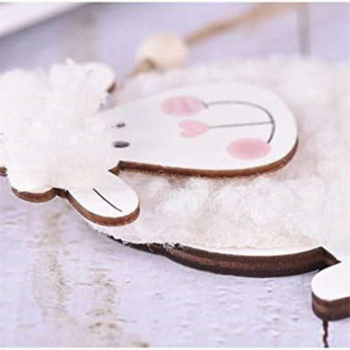 Wooden Pendant Cute Little-Sheep Hanging Ornament for Home Festival Party Front Door Decor Supplies