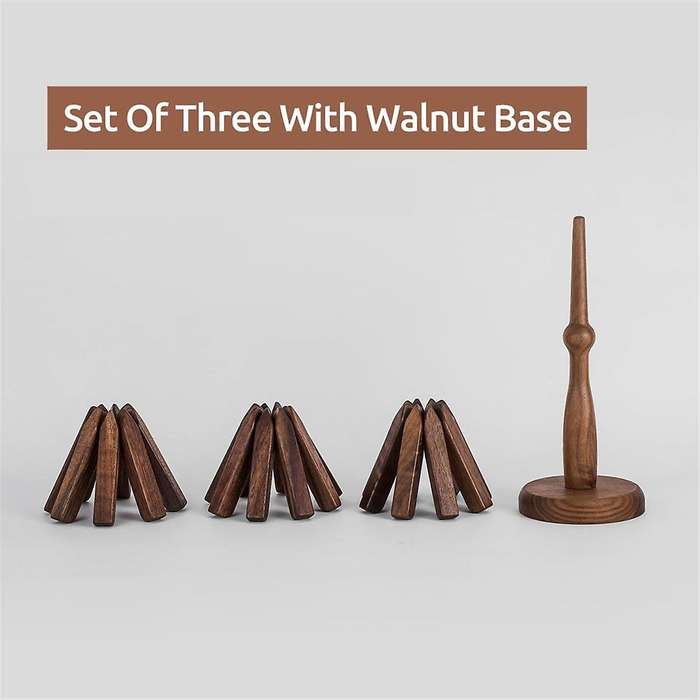 Wooden Trivets for Hot Dishes Tree Shape Trivet Set Coaster for Teapot Hot Pots (black Walnut)