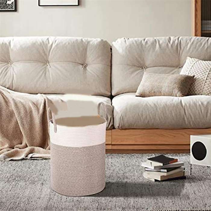 Woven Clothes Basket Knitted Clothes Basket Cotton Rope Foldable Clothes Basket Storage Basket Wardr