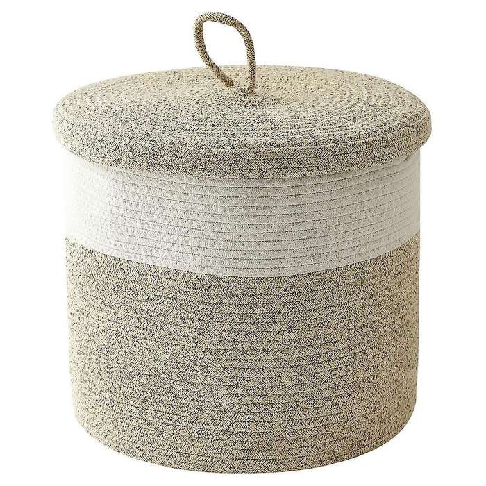 Woven Rope Basket with Lid Cotton Rope Woven Baskets for Organizing Large Laundry Baskets Hamper Bas