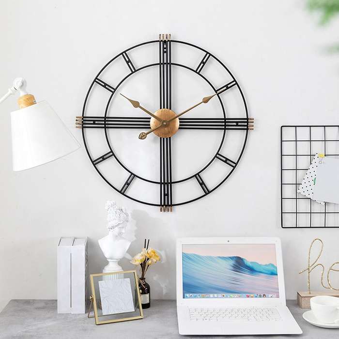 Wrought Iron Clock Wall Decoration Restaurant Background Decor Wall Clocks Pendant Office Ornaments