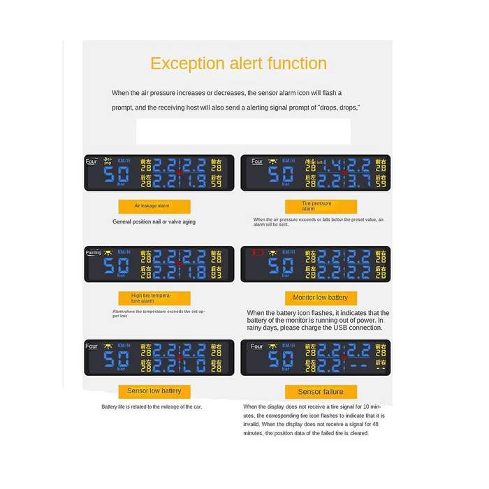 X1 Car Hud Head-up Display Steel Tire Pressure Monitoring Built-in Solar Energy Detection Tpms Syst