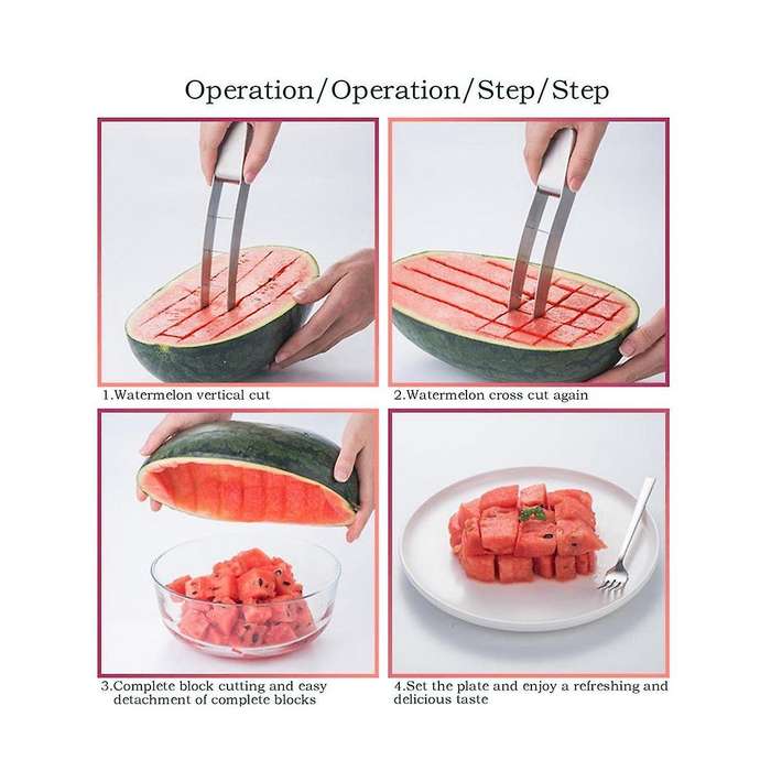 Wtermelon Cutter Slicer Cut Watermelon Into-Cubes Knife Melon Baller for Kitchen Gadgets Useful Cool