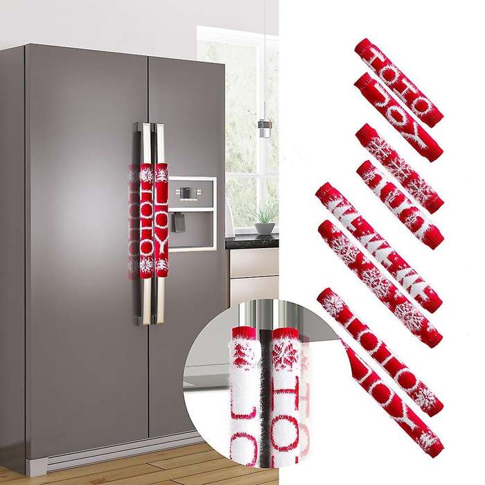 Xmas Refrigerator Handle Covers Decors Christmas Microwave Handle Protectors Sets Decorations for Ki