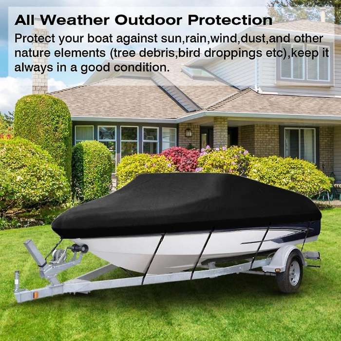 Yacht Boat Cover 17-19FT Boat Cover Anti-UV Waterproof Heavy Duty 210D Marine Trailerable Canvas Boa