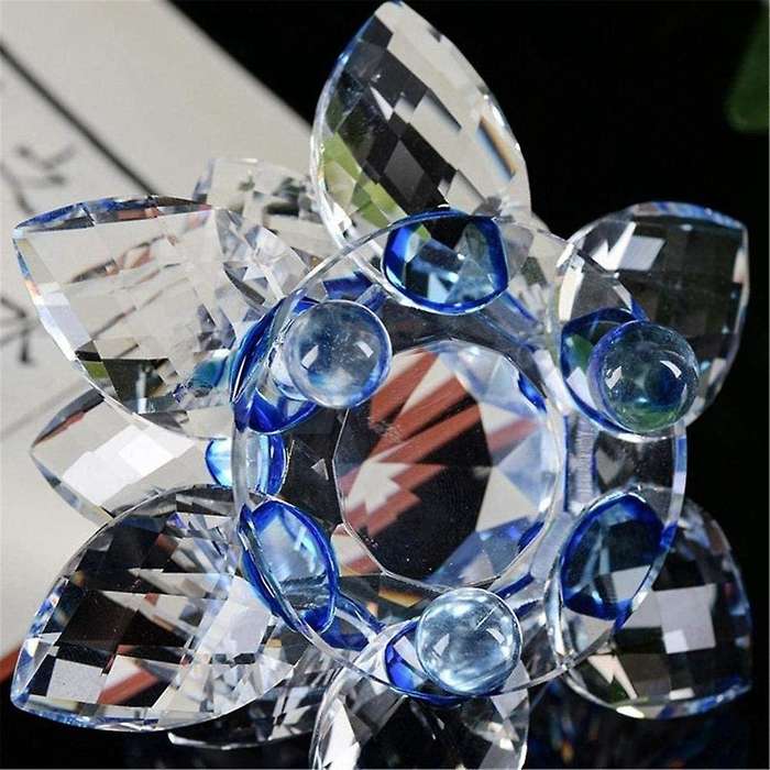 Yellow Crystal Flower Ornaments Crystal Lotus Interior Decoration Crystal Glass Lotus Ornaments (Lar