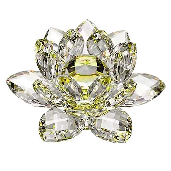 Yellow Crystal Flower Ornaments Crystal Lotus Interior Decoration Crystal Glass Lotus Ornaments (Lar