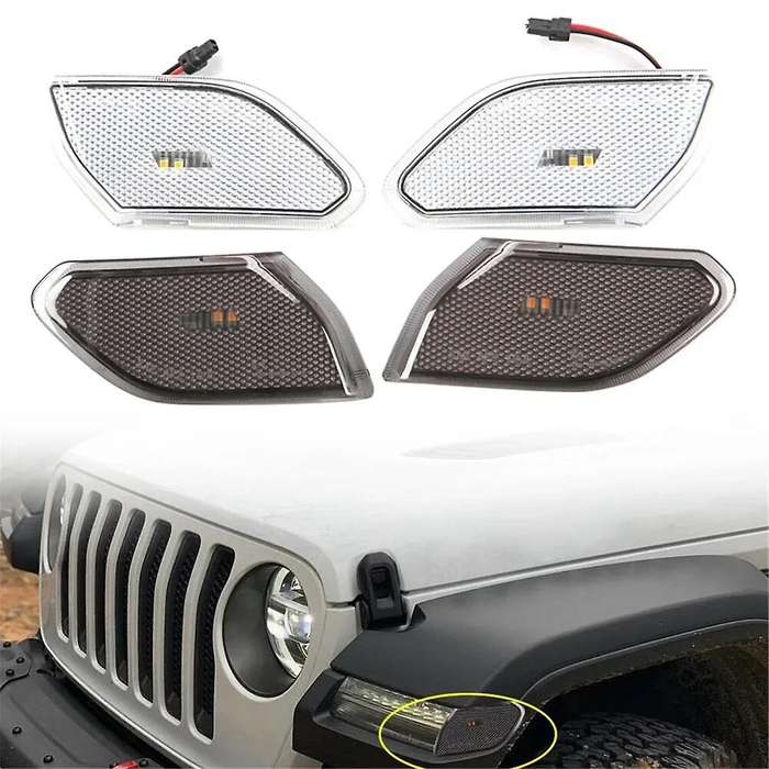 Yellow Led Front Side Marker Light Turn Signal Lamp Round Eyebrow Side Lamp for JL 2018+