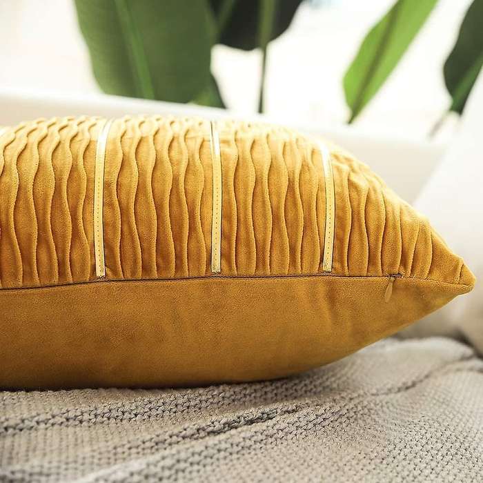 Yellow Jacquard Weave Cushion Cover Velvet Pillow Cover Hammock Sofa Couch Bedroom Throw Pillow Case