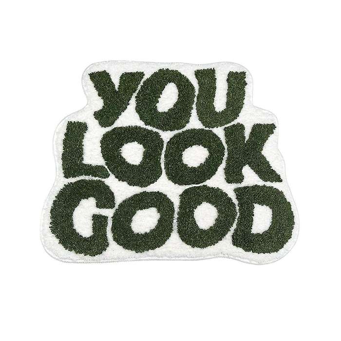 You Look Good Bath Mat Green Bathoom Rugs Funny Cute Bathroom Decor Preppy Small Cool Rug