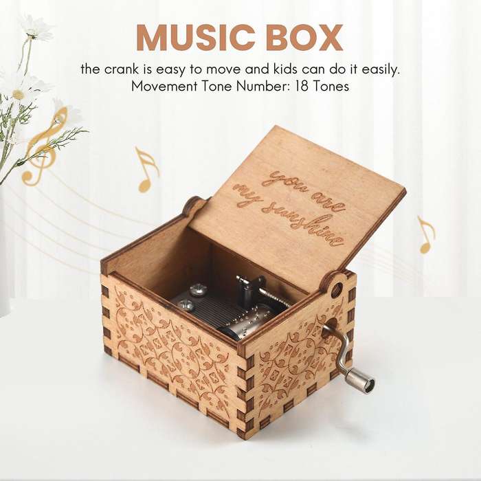 You Are Wood Music Boxes, Vintage Wooden Sunshine Musical Box Gifts for Birthday/Christmas/'s Day