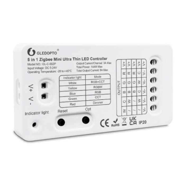 Zigbee 3.0 DC5-24V Mini 5 in 1 RGBCCT/RGBW/RGB/CCT/Dimmer LED Light Strip Controller for TV Backli