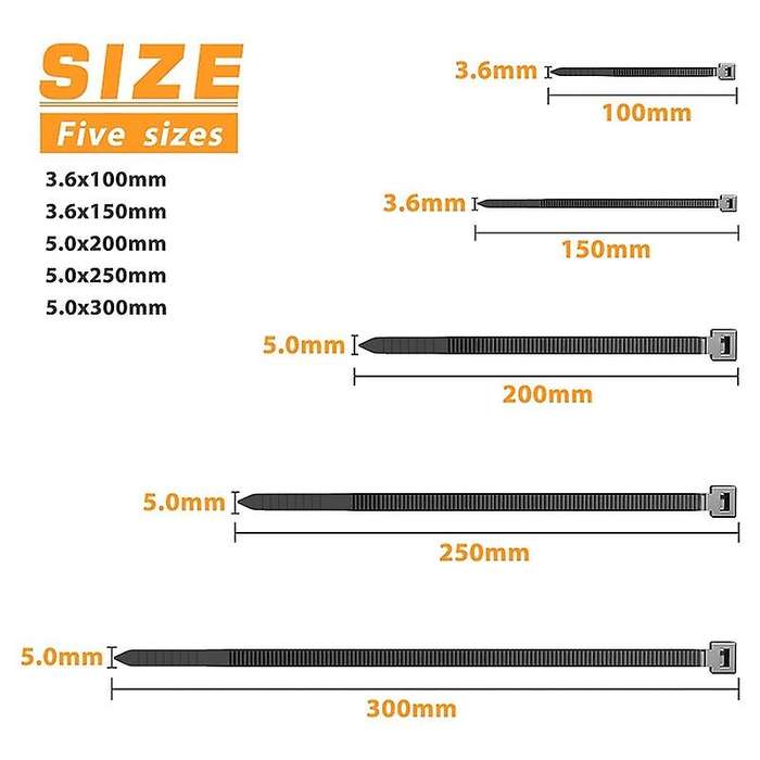 Zip Ties/Cable Zip High Strength Heavy Duty,2000 PCS Self-Locking Cable Zip Ties 4+6+8+10+12 Inch Ny