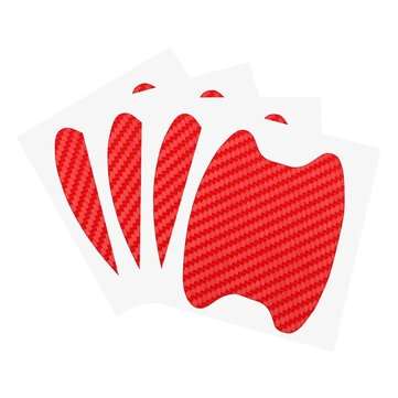 4Pcs Universal Carbon Fiber Car Side Door Handle Guard Stickers Scratch Paint Prote... (COLOR.: RED)