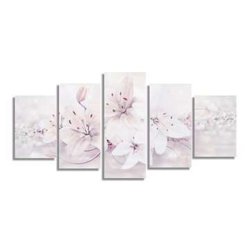 5PCS Lilies Frameless Modern Canvas Painting Mural Wall Picture Paintings Home De... (COLOR.: WHITE)
