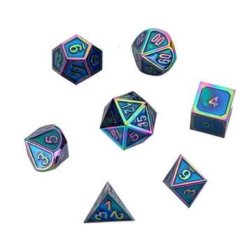 7 Pcs Alloy Polyhedral Dices Set Role Playing Game Accessory For Dungeons Dragons (COLOR.: BLUE)