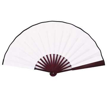 8"/10" Silk White Chinese Folding Fan Hand Wave Fan Wooden Bamboo D... (INCH: 10INCH | COLOR: WHITE)