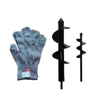 8x30/4x22cm Garden Auger Spiral Drill Bit Set with Garden Genie Gloves  for Bedding Pla... (TYPE: B)