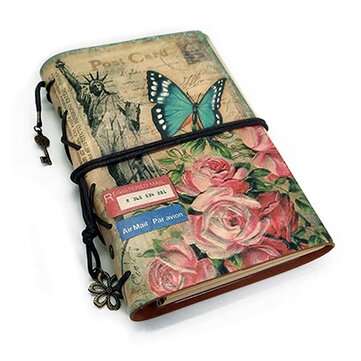 A6 PU Leather Notebook Retro Binder Book Planner Sketching Book Agenda Diary Travel No... (TYPE: #4)