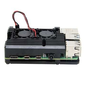Aluminum Alloy Case Metal Heatsink with Dual Fan for Raspberry Pi 4 Model B Only