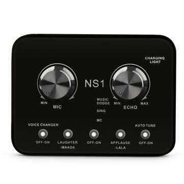 Bakeey NS1 Sound Card 1000mAh Streamer Live Broadcast Recording Capacitive microph... (COLOR: BLACK)
