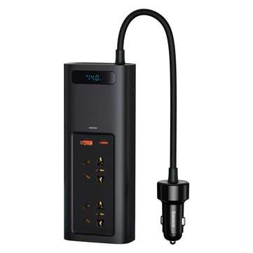 Baseus 150W Peak Car Inverter 12V DC to 220V AC Auto Power Inversor Dual AC USB Ty... (COLOR: BLACK)