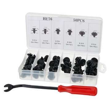 Car Push Retainer Pin Rivet Trim Clip Set with Panel Moulding Screwdriver Assor... (QUANTITY: 50PCS)