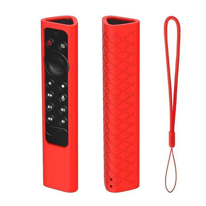 for NVIDIA Shield TV Pro 4K HDR Remote Control Silicone Case with Lanyard(Red)