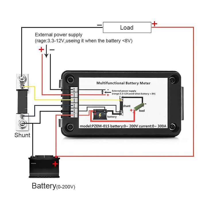 DC 0-200V Voltage Current Battery Tester, Specification: PZEM-015 with 200A Shunt