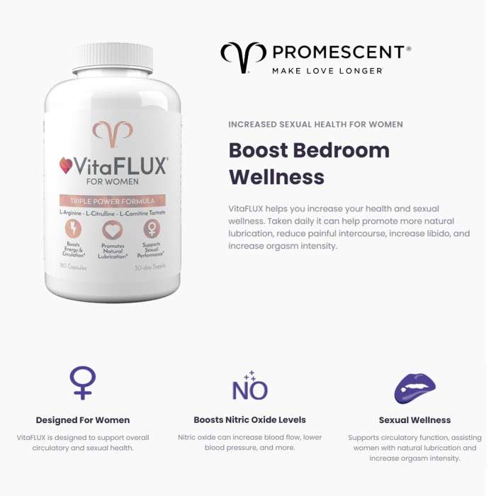 Promescent - Vitaflux for women - Improve your libido [ 180 Capsules - 30 day Supply ] Made in USA
