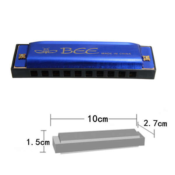 BEE 10 Holes 40 Tone C Key Harmonica Mouth Organ Musical Instrument Gift Toy 