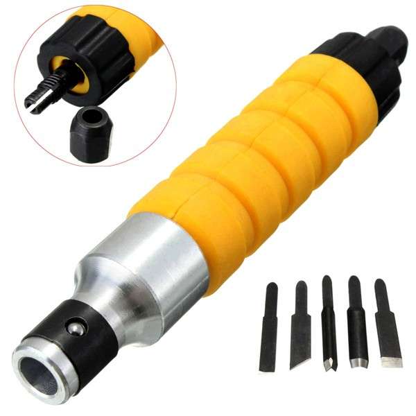 Drillpro Woodworking Carving Chisel Carving Machine Tool with 5 Carving Blades