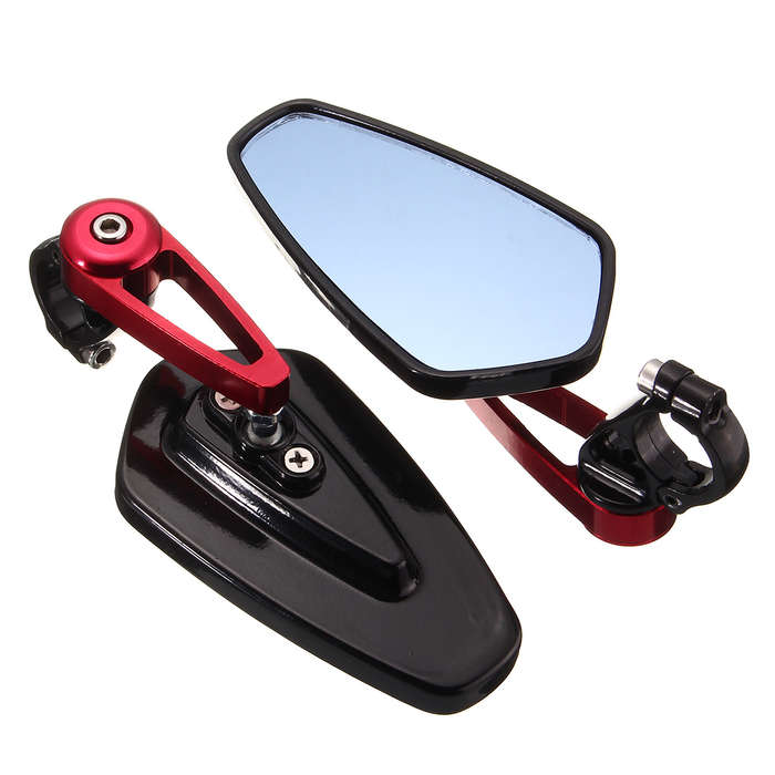 7/8inch 22mm Universal Motorcycle Aluminum Rear View Side Mirrors Handlebar End Red
