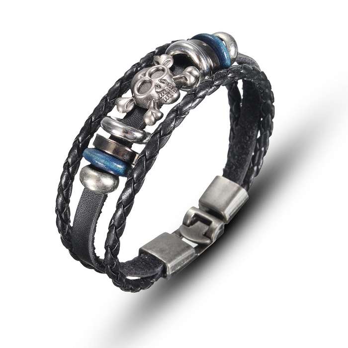 multi layer leather skull clothes accessories women men jewelry