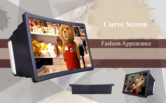 F2 Foldable Curve Screen Enlarge Screen Magnifer Phone Holder Stand