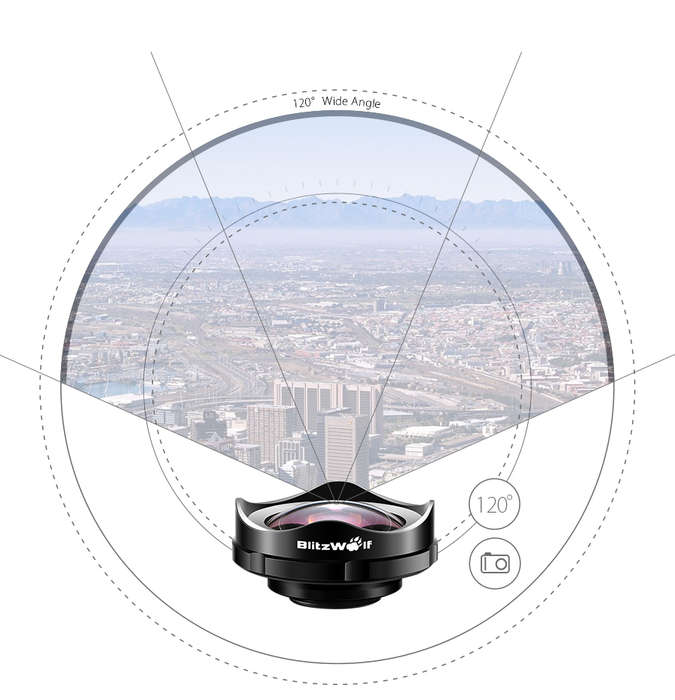 BlitzWolf® BW-LS3 Camera Lens 120° Wide Angle Lens with Universal Locust Clip
