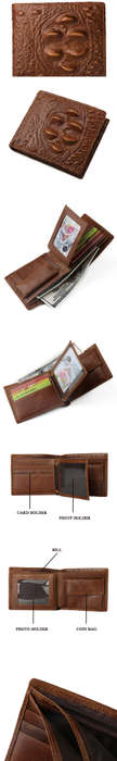 Men Crocodile Pattern Genuine Leather Short Wallet Coin Bag 