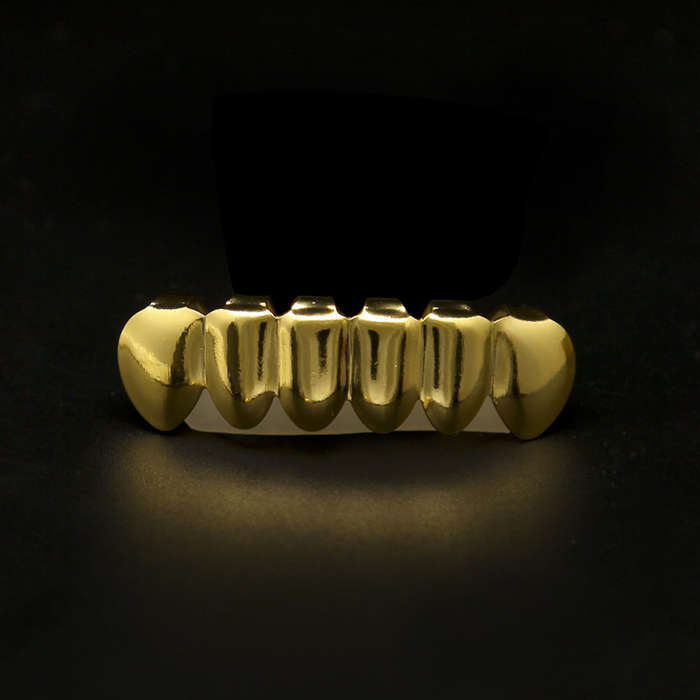 Gold Plated Teeth Maple Leaf Top & Bottom Mouth Grillz Caps Set