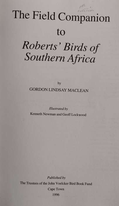 Field Companion to Roberts Birds of Southern Africa