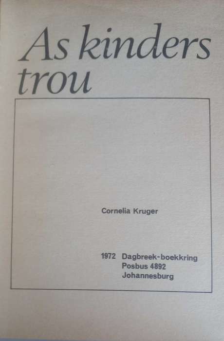 As kinders trou deur Cornelia Kruger