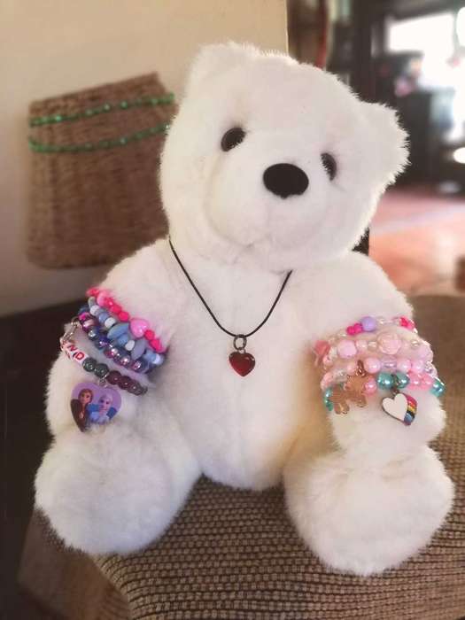 Glitzy a Fun Loving Bear with 8x Fun Bracelets. 28cm.