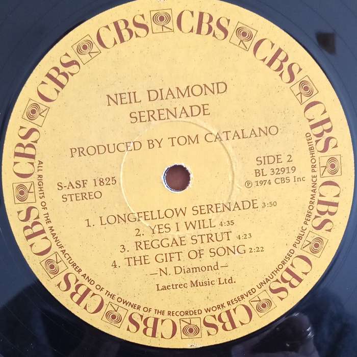 NEIL DIAMOND - SERENADE LP VINYL RECORD