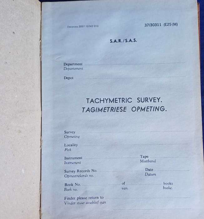 Two Tachymetric field books (S.A.R.)