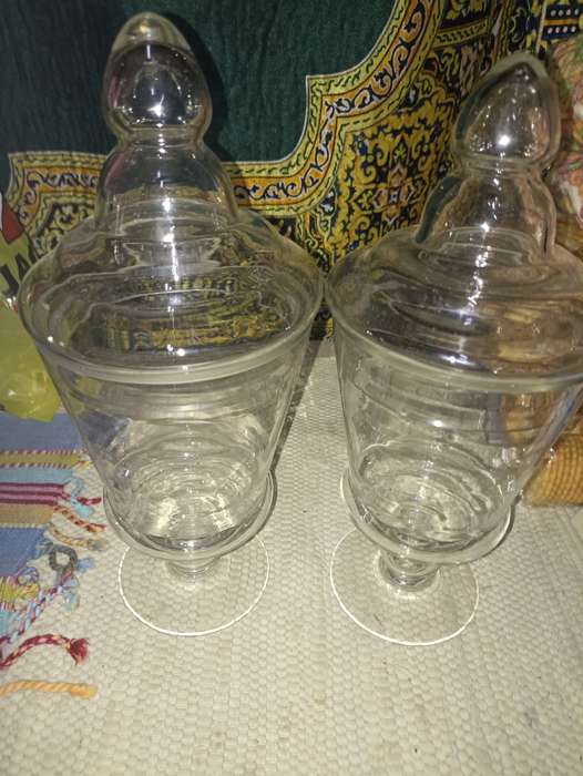 Glass biscuit jars X2